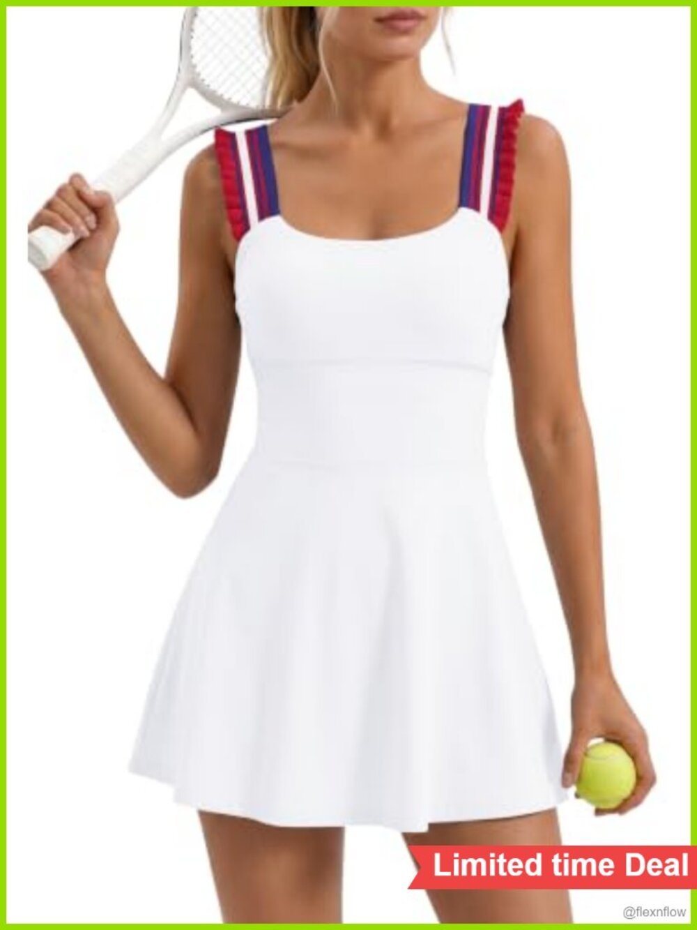 Women's Active Tennis Dress with Built-In Shorts & Bra - Sleeveless Athletic